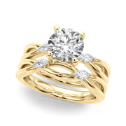 Resplendent Rd Center Mq Sides Round Diamond Engagement Ring in 10K/14K gold and platinum with certified lab-grown or natural diamonds