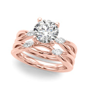 Resplendent Rd Center Mq Sides Round Diamond Engagement Ring in 10K/14K gold and platinum with certified lab-grown or natural diamonds
