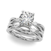 Resplendent Rd Center Mq Sides Round Diamond Engagement Ring in 10K/14K gold and platinum with certified lab-grown or natural diamonds