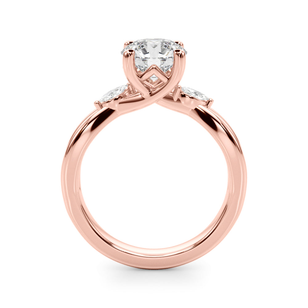 Resplendent Rd Center Mq Sides Round Diamond Engagement Ring in 10K/14K gold and platinum with certified lab-grown or natural diamonds