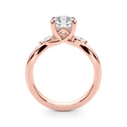 Resplendent Rd Center Mq Sides Round Diamond Engagement Ring in 10K/14K gold and platinum with certified lab-grown or natural diamonds