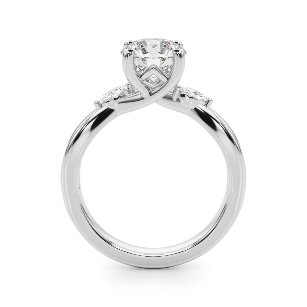Resplendent Rd Center Mq Sides Round Diamond Engagement Ring in 10K/14K gold and platinum with certified lab-grown or natural diamonds