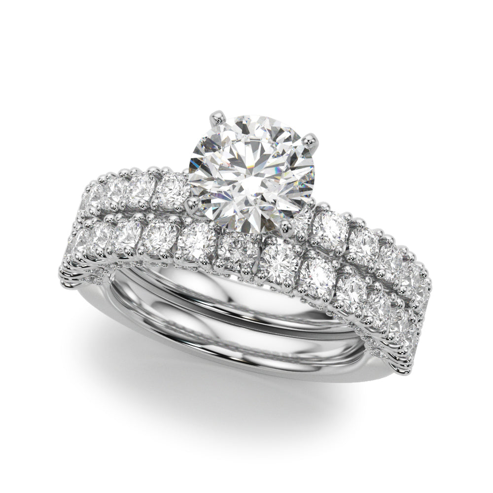 Cherished Sidestone Round Diamond Engagement Ring in 10K/14K gold and platinum with certified lab-grown or natural diamonds