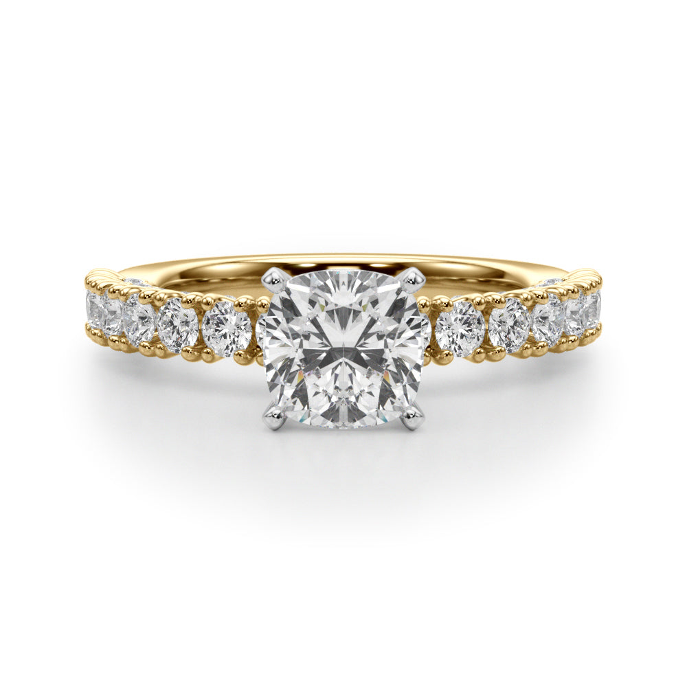 Cherished Sidestone Round Diamond Engagement Ring in 10K/14K gold and platinum with certified lab-grown or natural diamonds