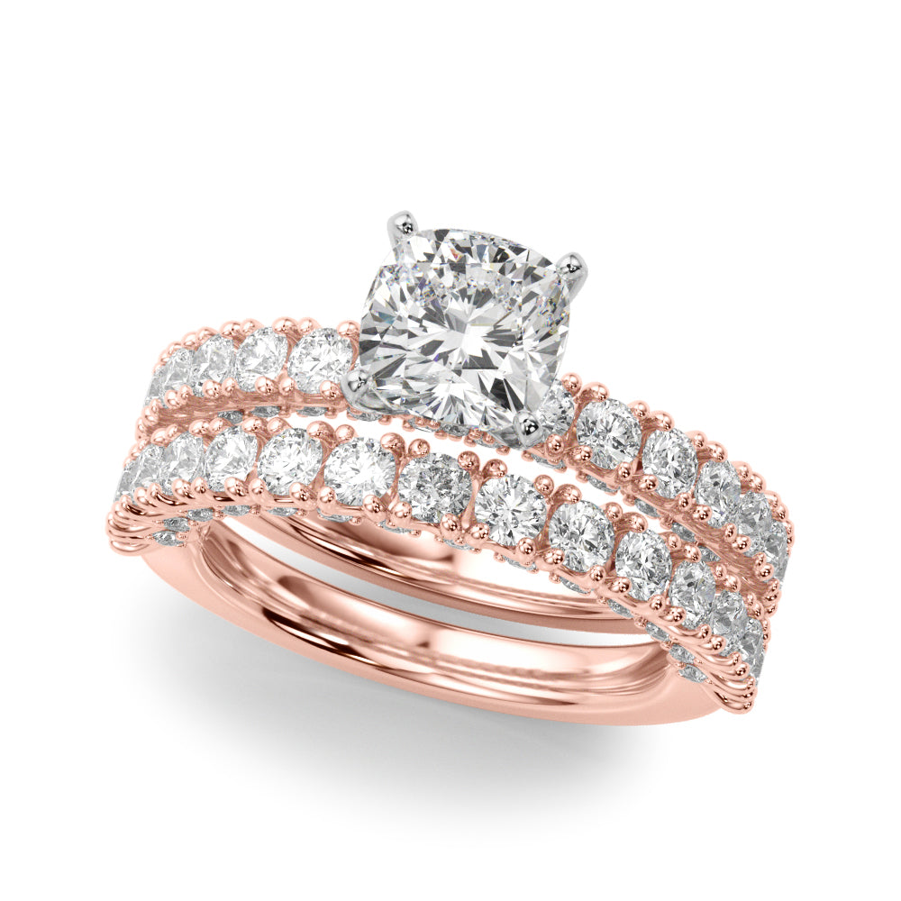 Cherished Sidestone Round Diamond Engagement Ring in 10K/14K gold and platinum with certified lab-grown or natural diamonds