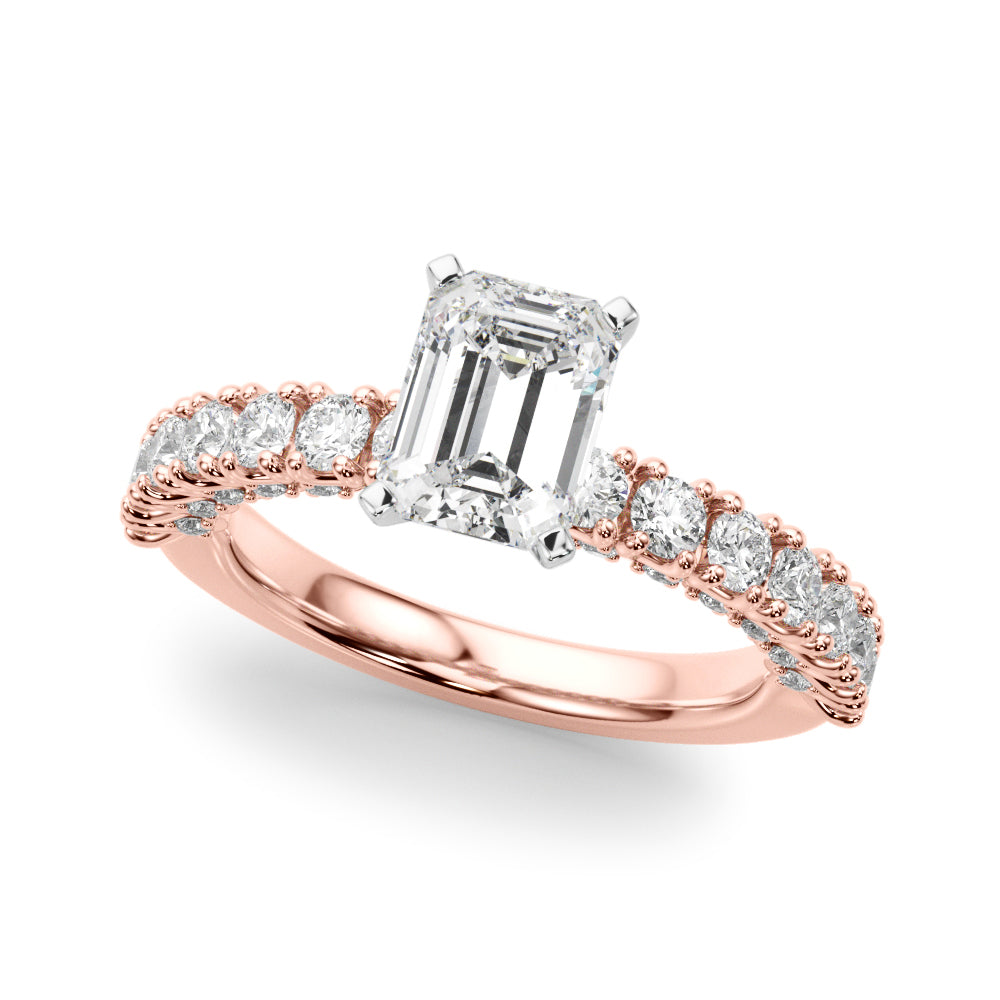 Cherished Sidestone Round Diamond Engagement Ring in 10K/14K gold and platinum with certified lab-grown or natural diamonds