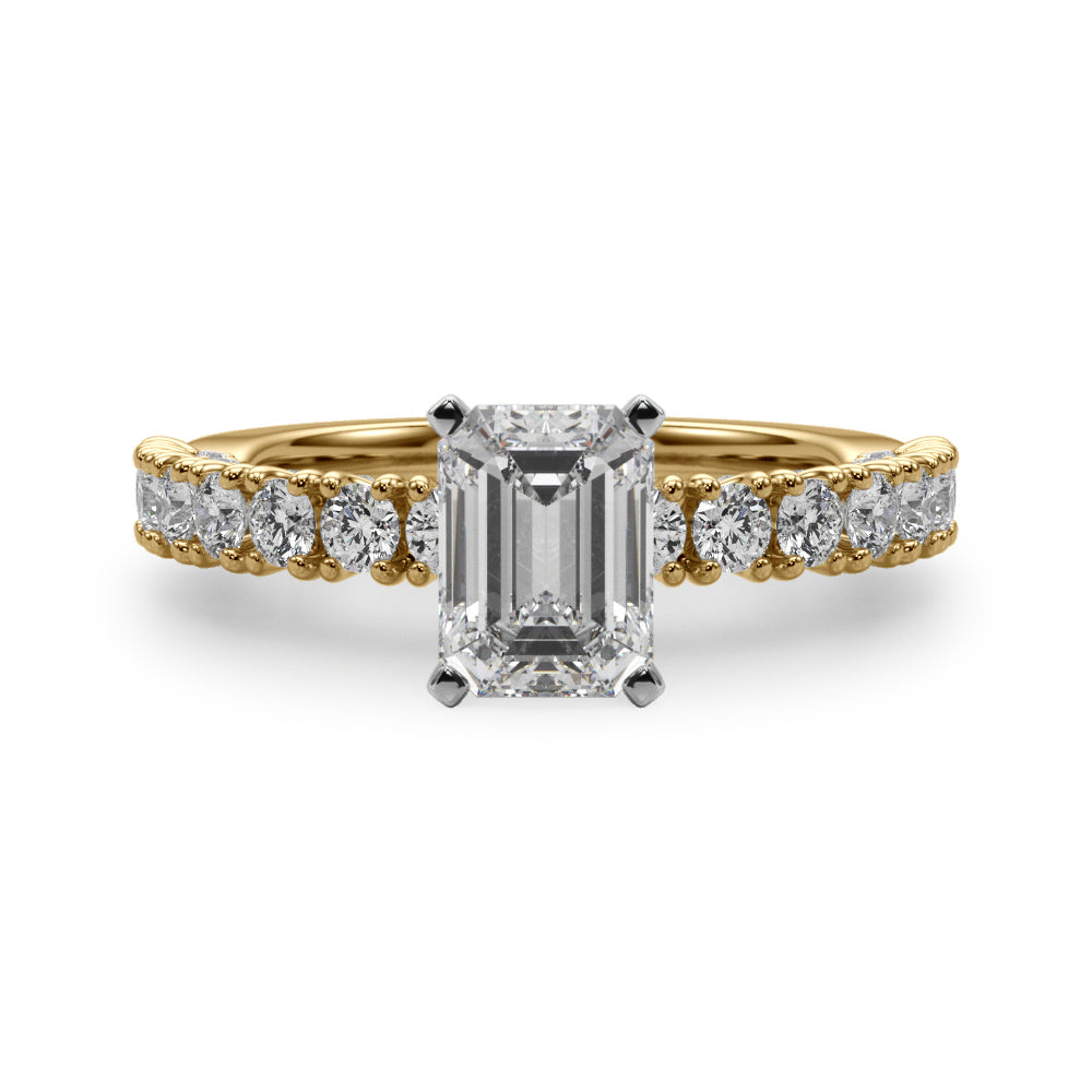 Cherished Sidestone Round Diamond Engagement Ring in 10K/14K gold and platinum with certified lab-grown or natural diamonds