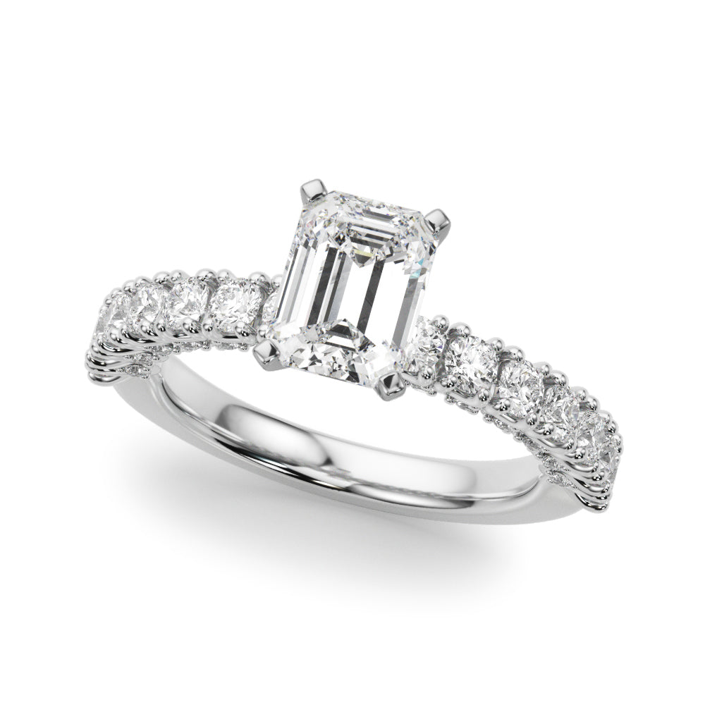 Cherished Sidestone Round Diamond Engagement Ring in 10K/14K gold and platinum with certified lab-grown or natural diamonds