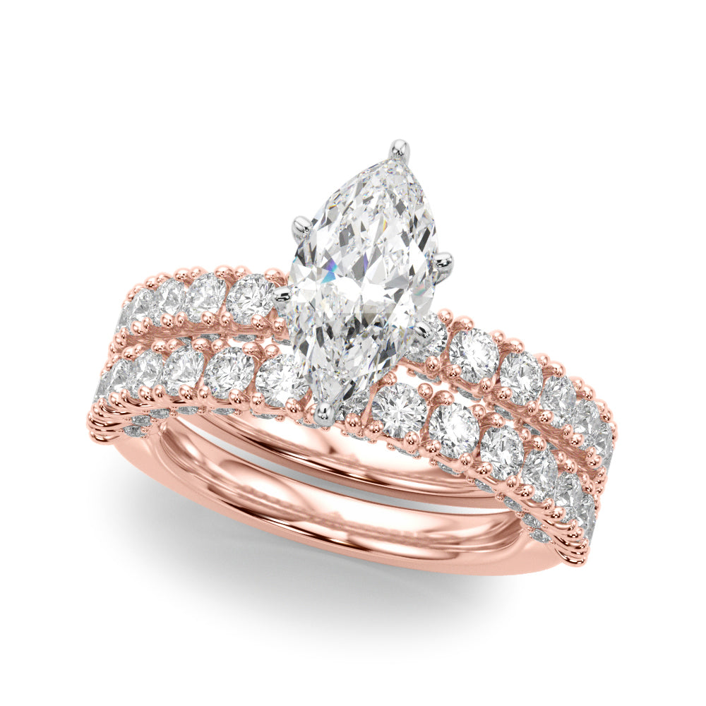 Cherished Sidestone Round Diamond Engagement Ring in 10K/14K gold and platinum with certified lab-grown or natural diamonds