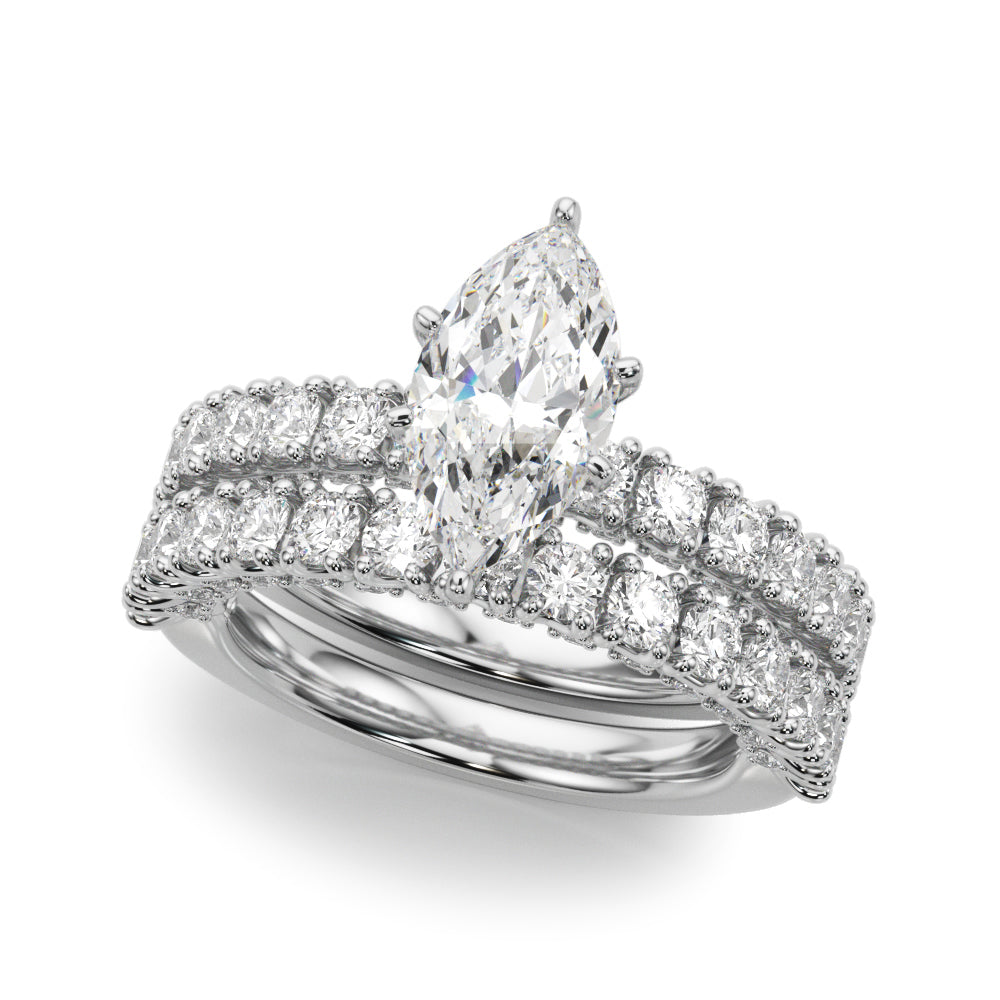 Cherished Sidestone Round Diamond Engagement Ring in 10K/14K gold and platinum with certified lab-grown or natural diamonds