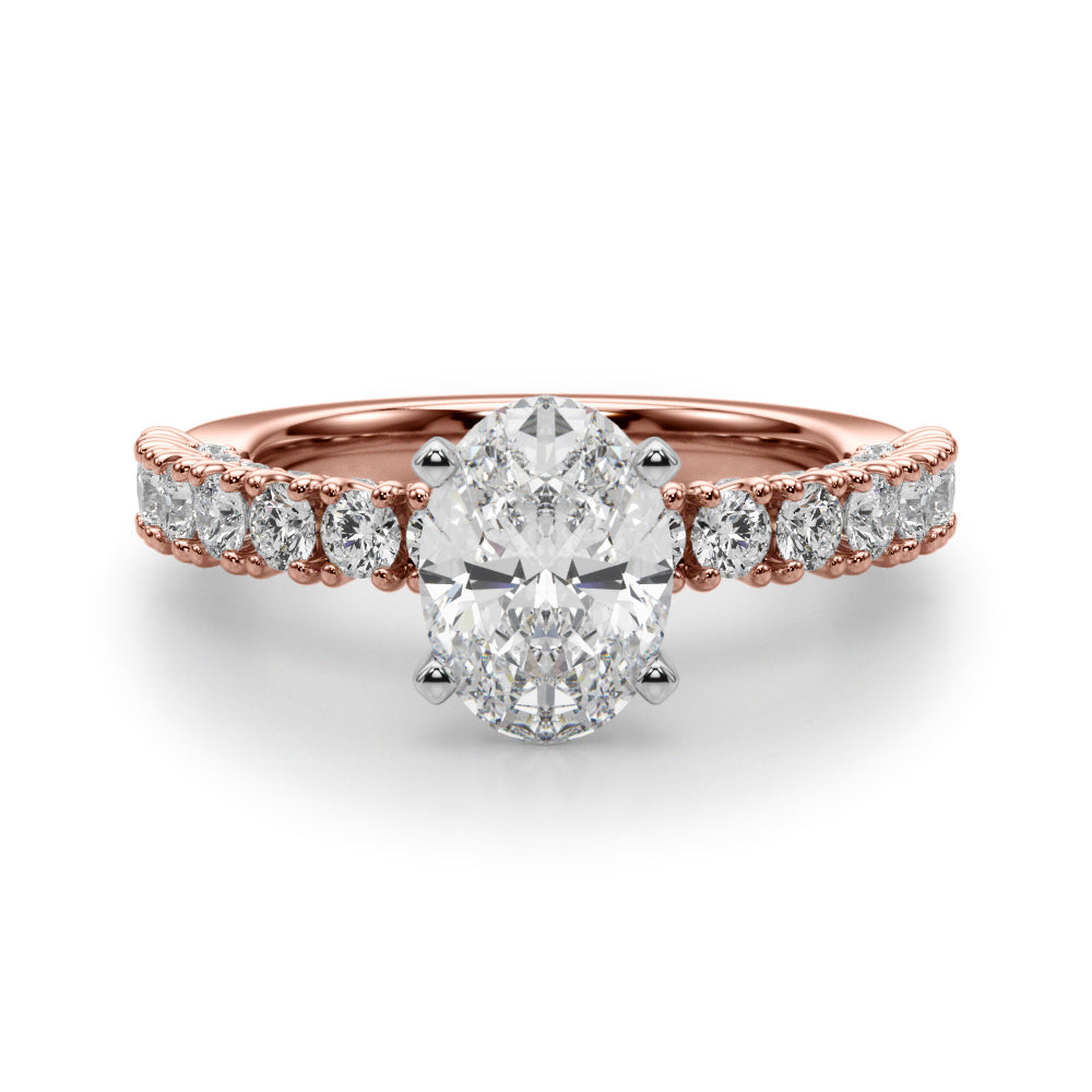 Cherished Sidestone Round Diamond Engagement Ring in 10K/14K gold and platinum with certified lab-grown or natural diamonds