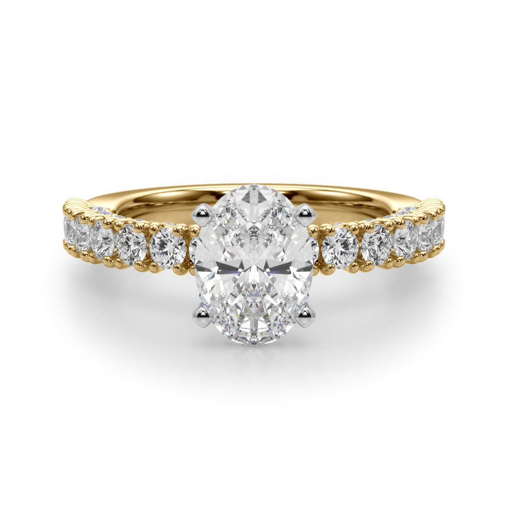 Cherished Sidestone Round Diamond Engagement Ring in 10K/14K gold and platinum with certified lab-grown or natural diamonds