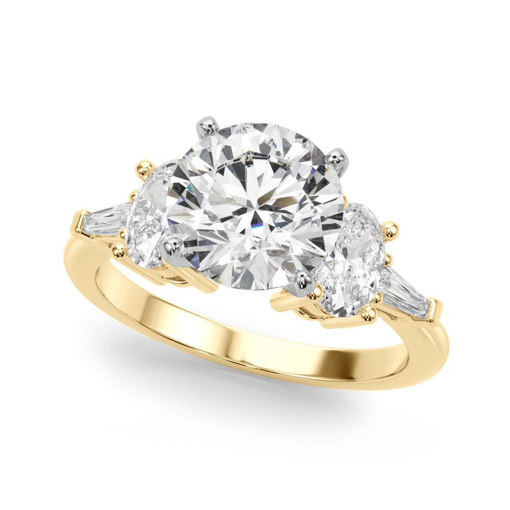 Iconic Tapered Baguette Sides Oval Diamond Engagement Ring in 10K/14K gold and platinum with certified lab-grown or natural diamonds