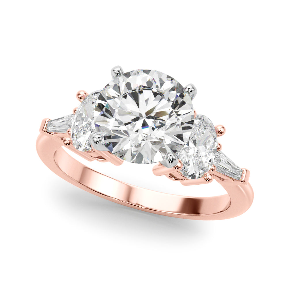 Iconic Tapered Baguette Sides Oval Diamond Engagement Ring in 10K/14K gold and platinum with certified lab-grown or natural diamonds