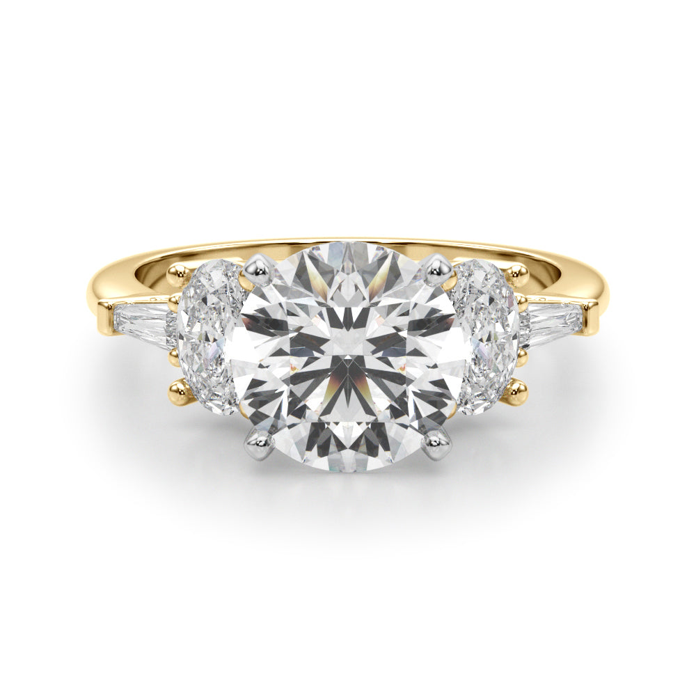 Iconic Tapered Baguette Sides Oval Diamond Engagement Ring in 10K/14K gold and platinum with certified lab-grown or natural diamonds