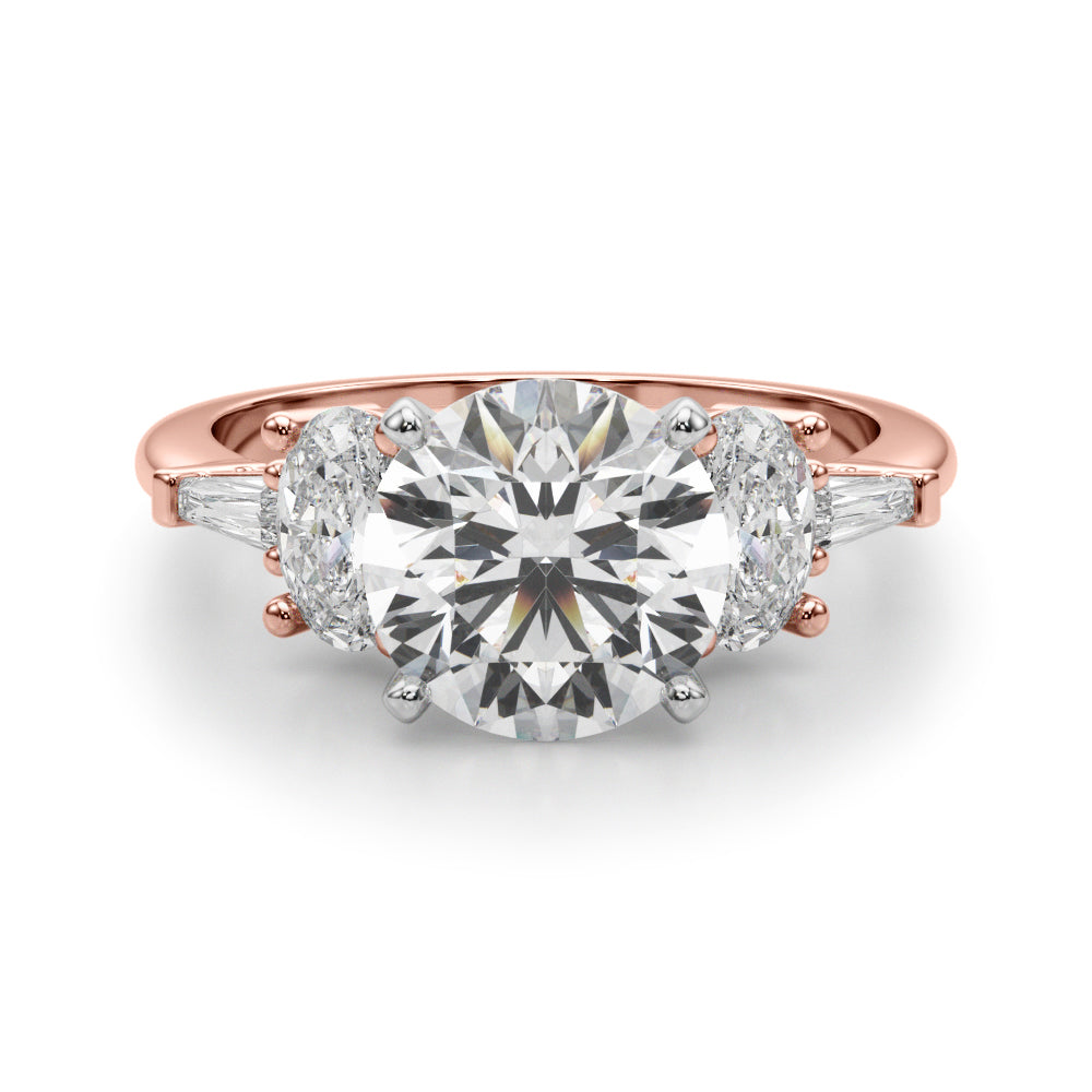 Iconic Tapered Baguette Sides Oval Diamond Engagement Ring in 10K/14K gold and platinum with certified lab-grown or natural diamonds