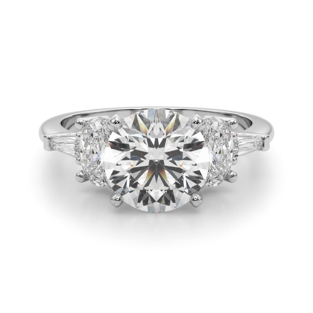 Iconic Tapered Baguette Sides Oval Diamond Engagement Ring in 10K/14K gold and platinum with certified lab-grown or natural diamonds