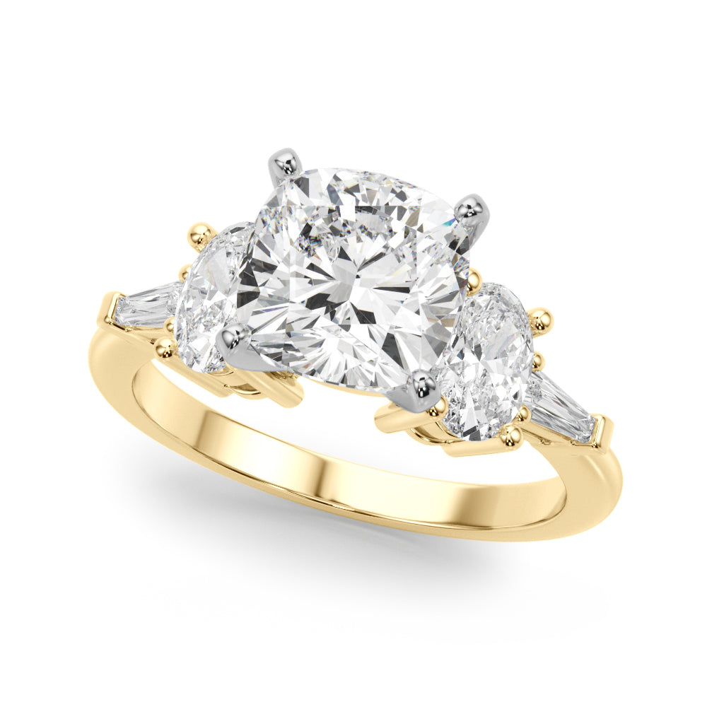 Iconic Tapered Baguette Sides Oval Diamond Engagement Ring in 10K/14K gold and platinum with certified lab-grown or natural diamonds