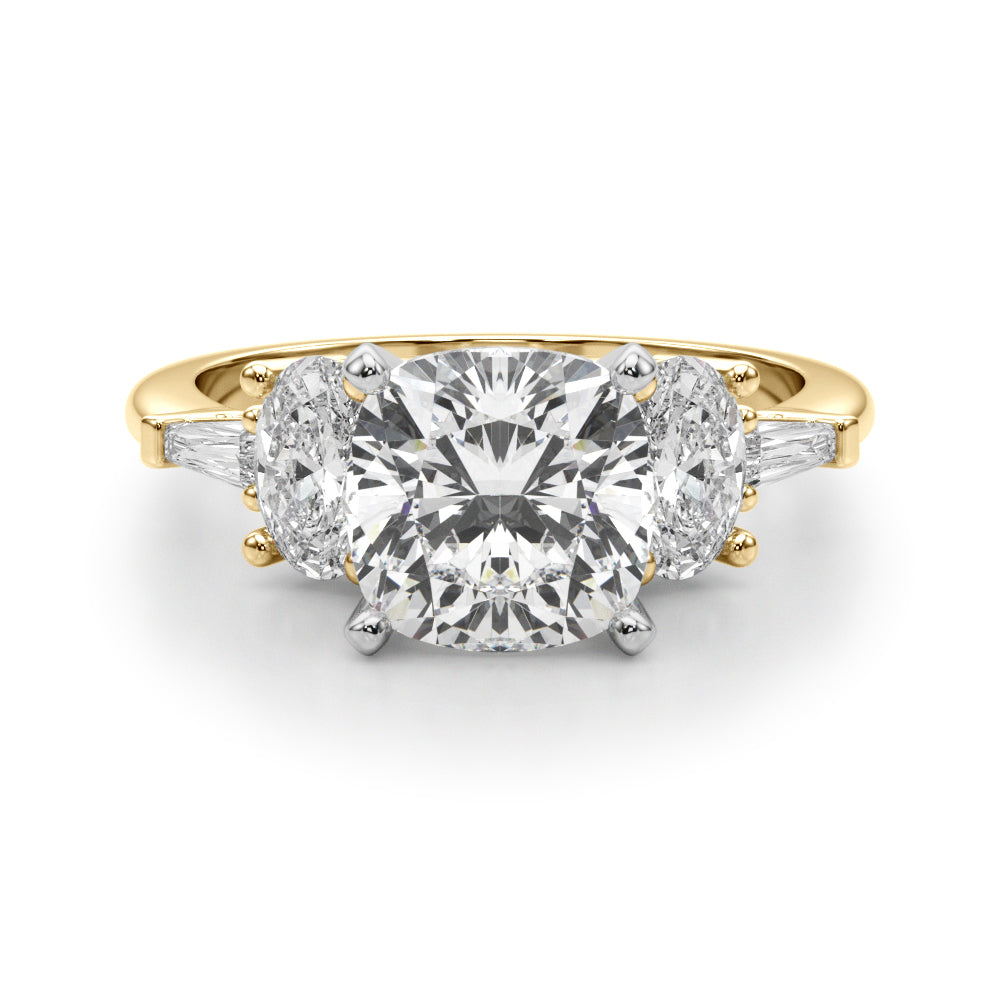 Iconic Tapered Baguette Sides Oval Diamond Engagement Ring in 10K/14K gold and platinum with certified lab-grown or natural diamonds