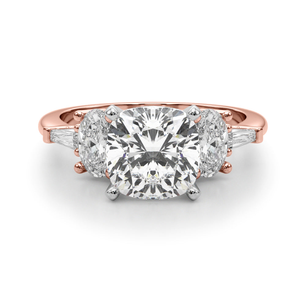 Iconic Tapered Baguette Sides Oval Diamond Engagement Ring in 10K/14K gold and platinum with certified lab-grown or natural diamonds