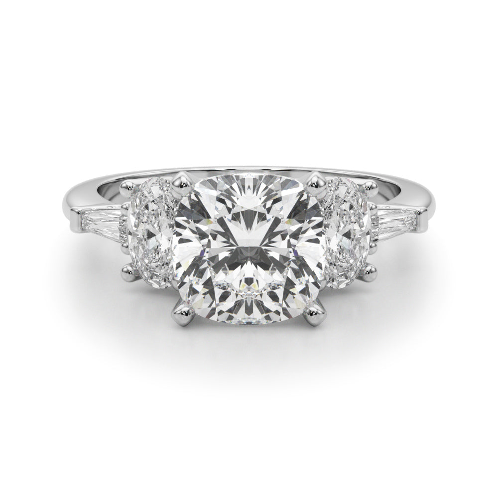 Iconic Tapered Baguette Sides Oval Diamond Engagement Ring in 10K/14K gold and platinum with certified lab-grown or natural diamonds