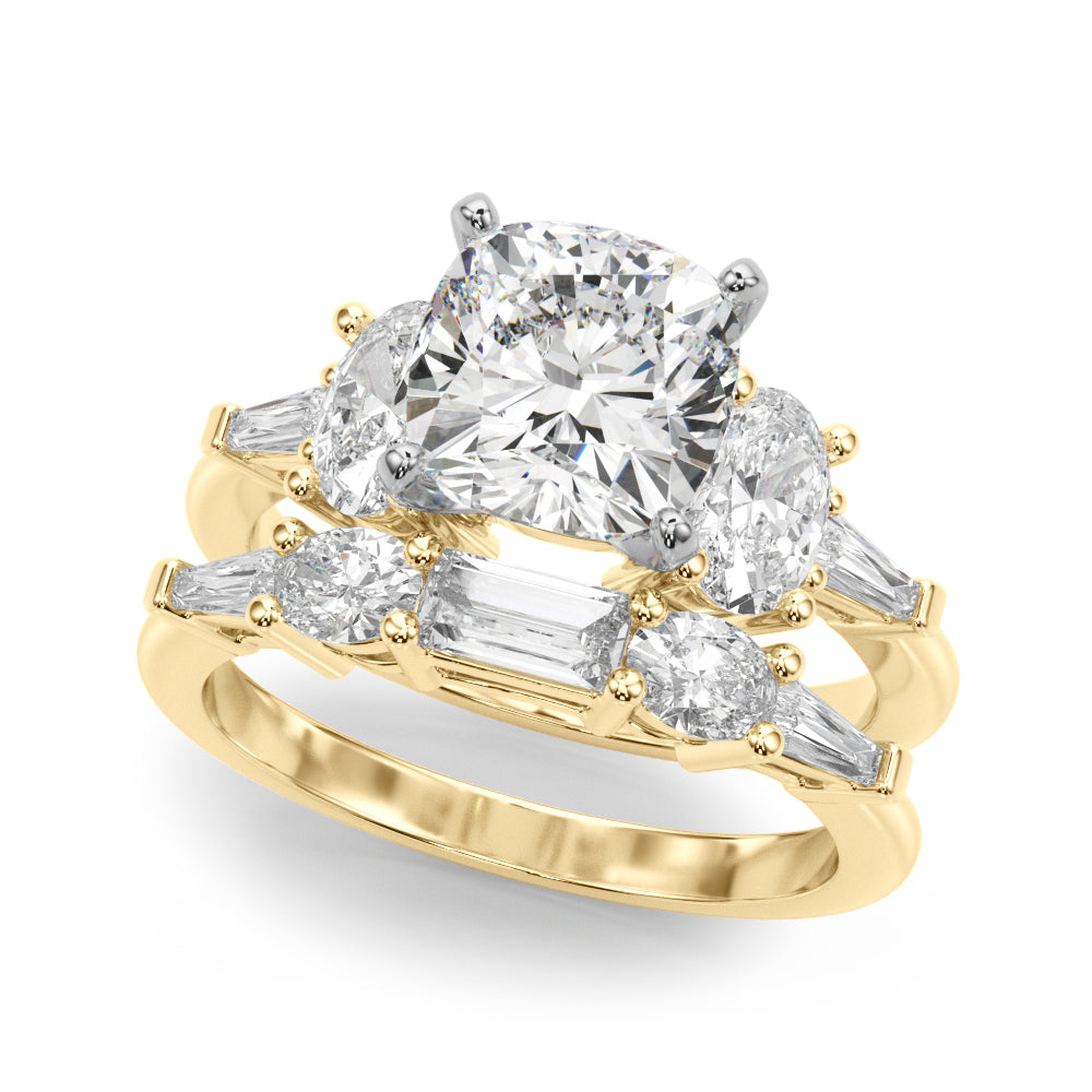 Iconic Tapered Baguette Sides Oval Diamond Engagement Ring in 10K/14K gold and platinum with certified lab-grown or natural diamonds