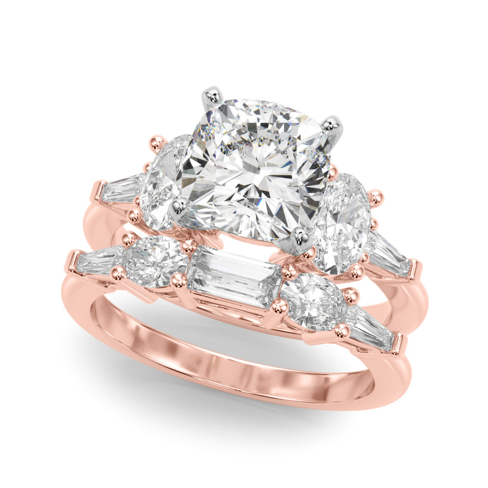 Iconic Tapered Baguette Sides Oval Diamond Engagement Ring in 10K/14K gold and platinum with certified lab-grown or natural diamonds