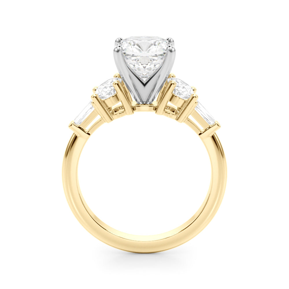 Iconic Tapered Baguette Sides Oval Diamond Engagement Ring in 10K/14K gold and platinum with certified lab-grown or natural diamonds
