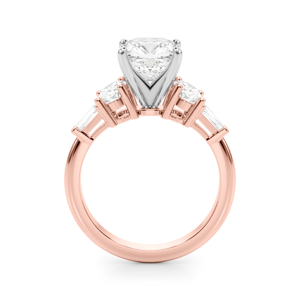 Iconic Tapered Baguette Sides Oval Diamond Engagement Ring in 10K/14K gold and platinum with certified lab-grown or natural diamonds