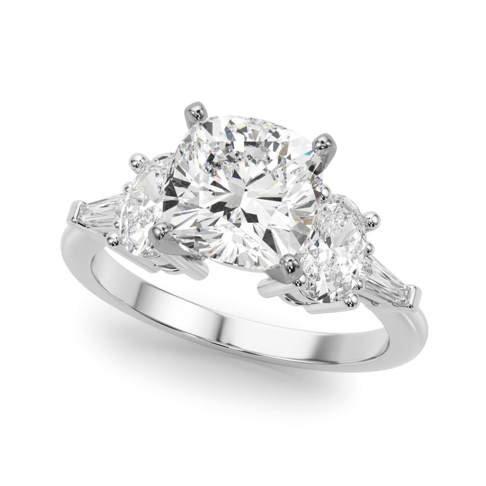 Iconic Tapered Baguette Sides Oval Diamond Engagement Ring in 10K/14K gold and platinum with certified lab-grown or natural diamonds
