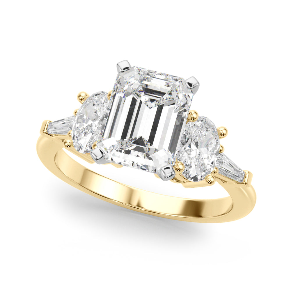 Iconic Tapered Baguette Sides Oval Diamond Engagement Ring in 10K/14K gold and platinum with certified lab-grown or natural diamonds