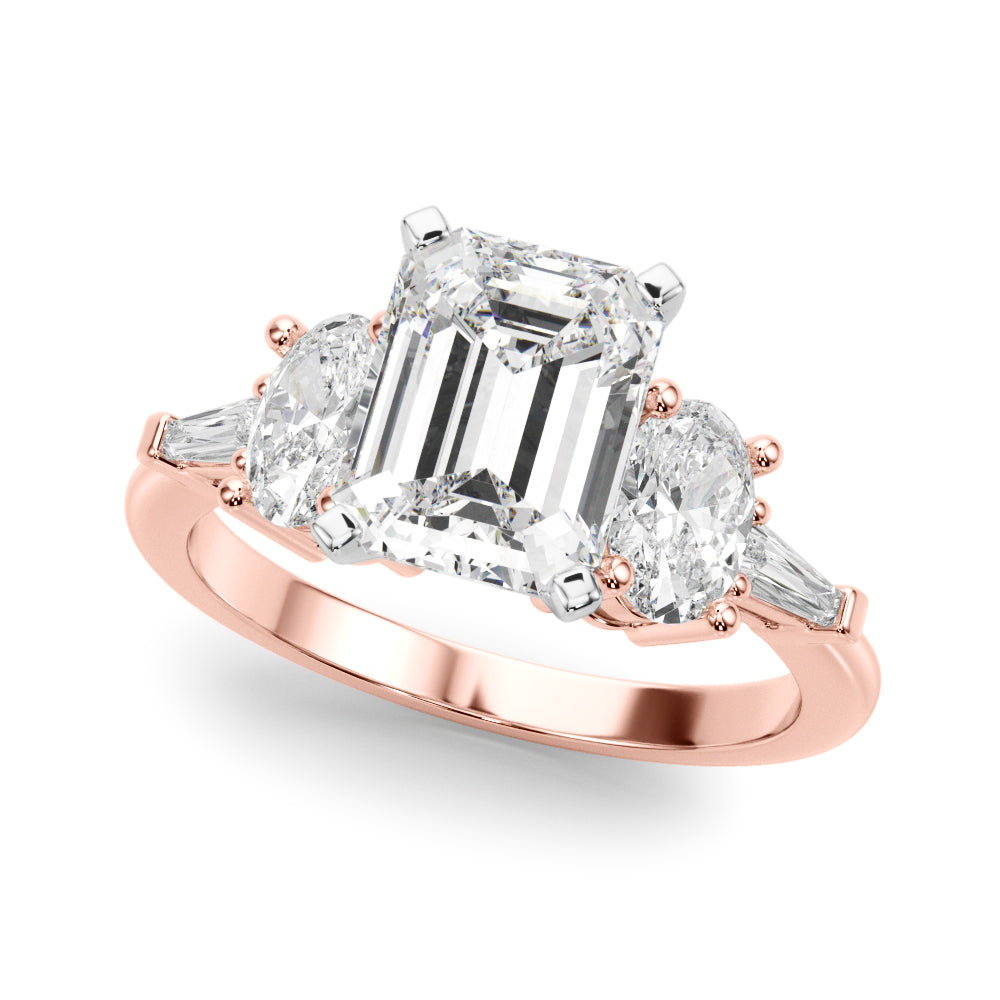 Iconic Tapered Baguette Sides Oval Diamond Engagement Ring in 10K/14K gold and platinum with certified lab-grown or natural diamonds