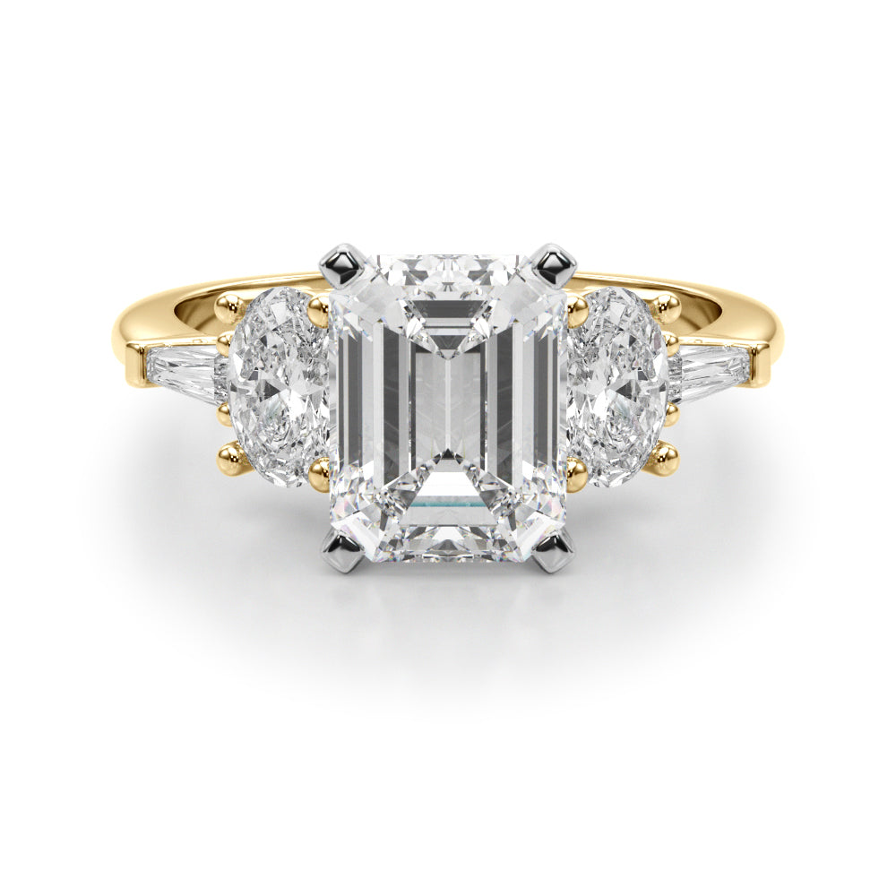Iconic Tapered Baguette Sides Oval Diamond Engagement Ring in 10K/14K gold and platinum with certified lab-grown or natural diamonds