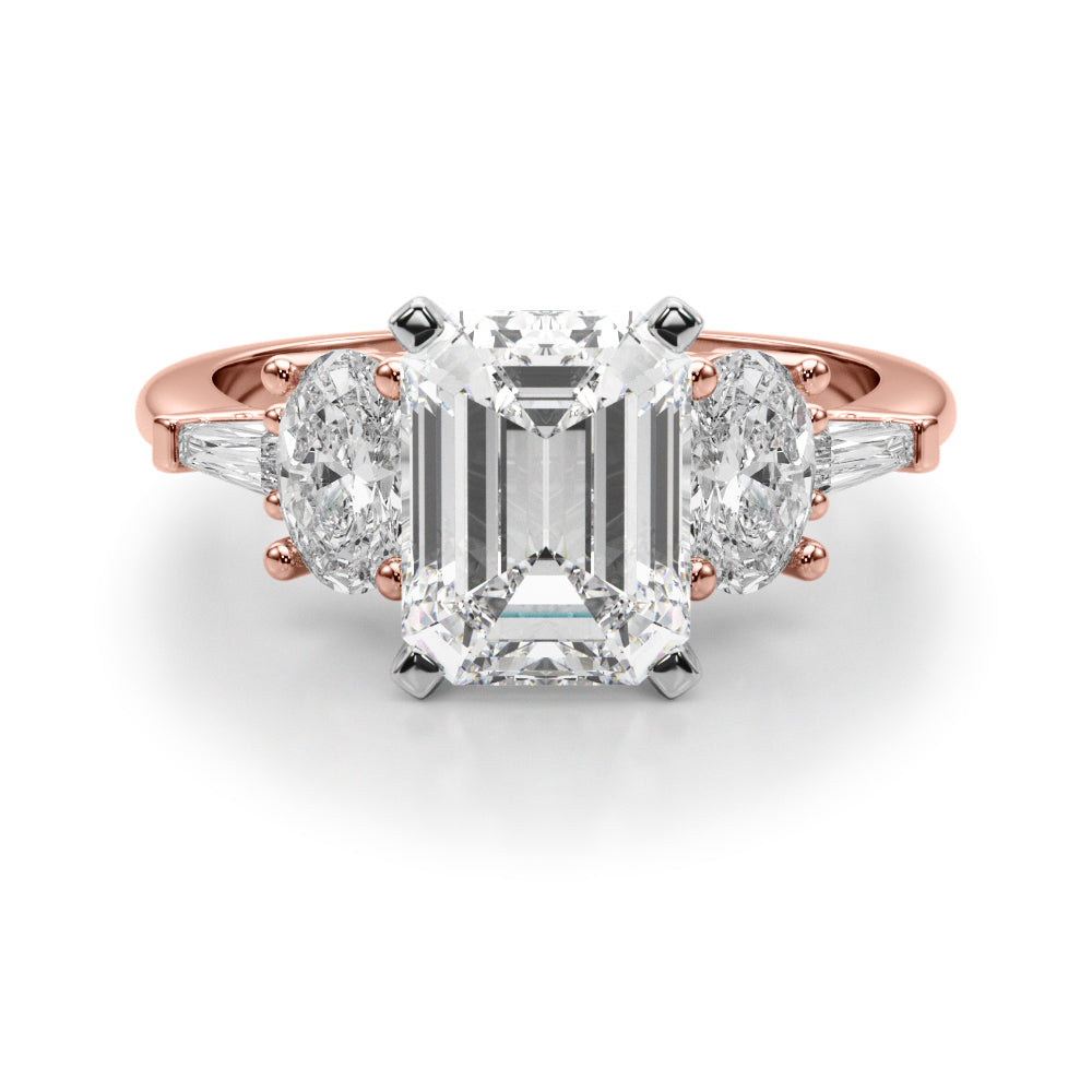 Iconic Tapered Baguette Sides Oval Diamond Engagement Ring in 10K/14K gold and platinum with certified lab-grown or natural diamonds