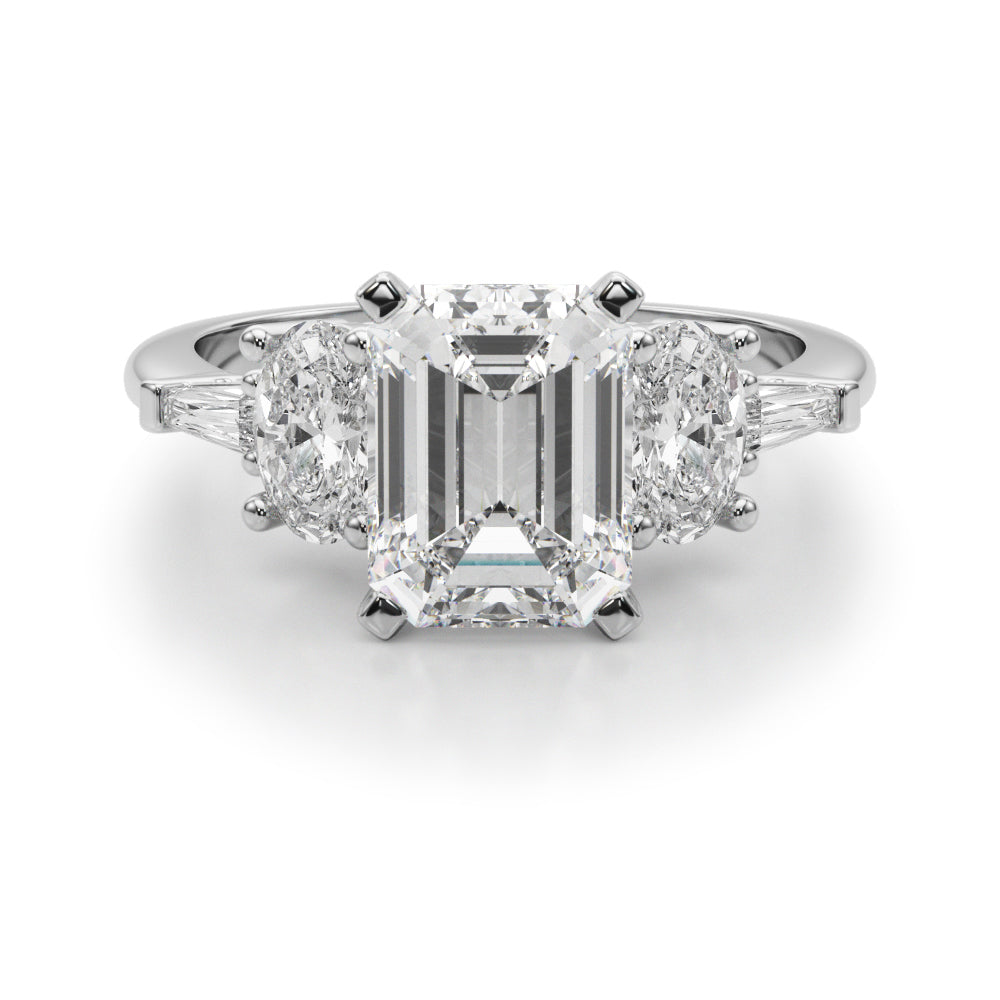 Iconic Tapered Baguette Sides Oval Diamond Engagement Ring in 10K/14K gold and platinum with certified lab-grown or natural diamonds