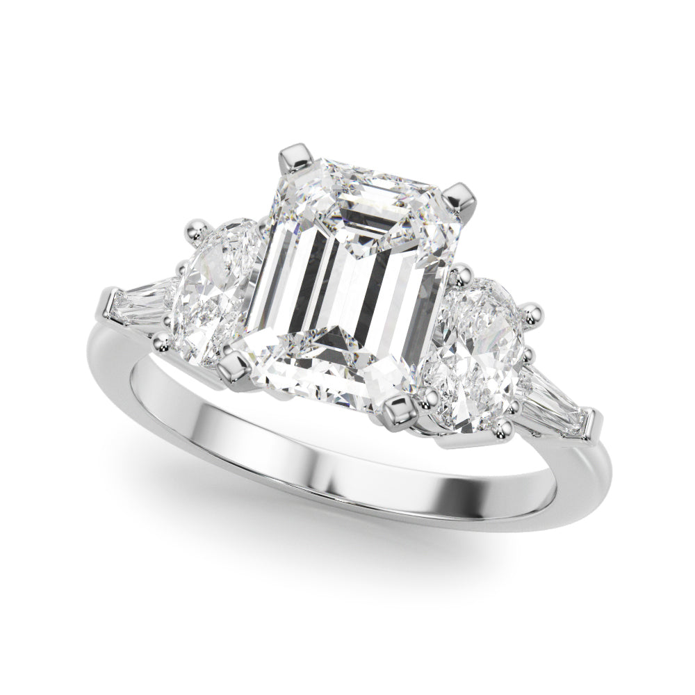 Iconic Tapered Baguette Sides Oval Diamond Engagement Ring in 10K/14K gold and platinum with certified lab-grown or natural diamonds