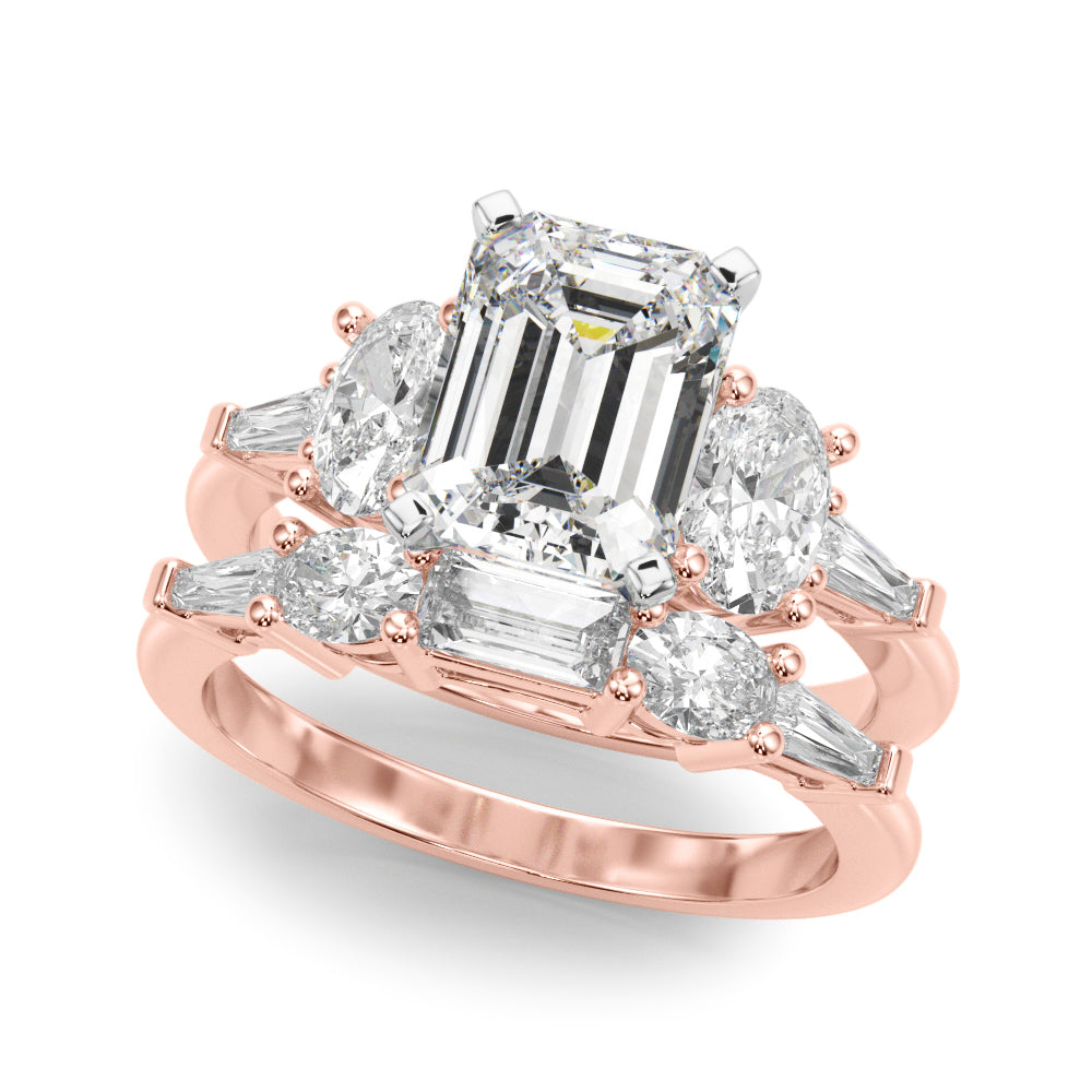 Iconic Tapered Baguette Sides Oval Diamond Engagement Ring in 10K/14K gold and platinum with certified lab-grown or natural diamonds
