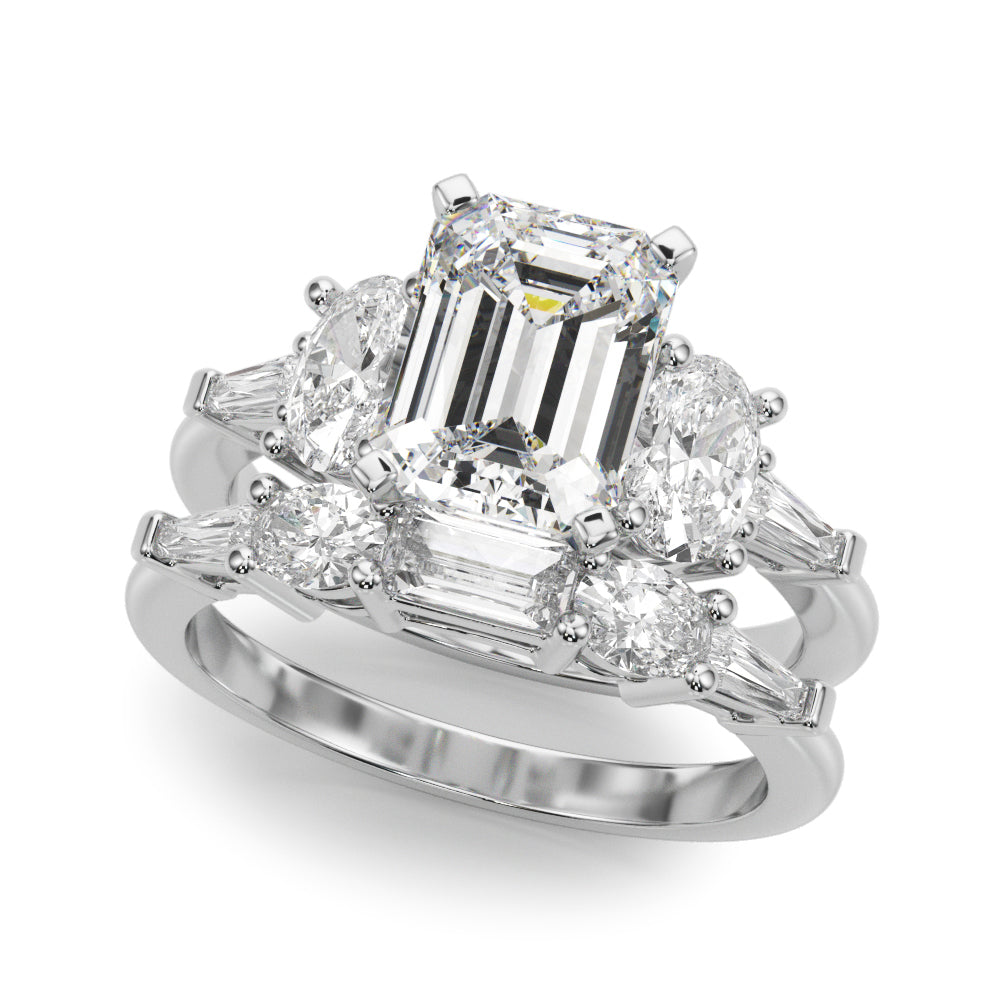 Iconic Tapered Baguette Sides Oval Diamond Engagement Ring in 10K/14K gold and platinum with certified lab-grown or natural diamonds