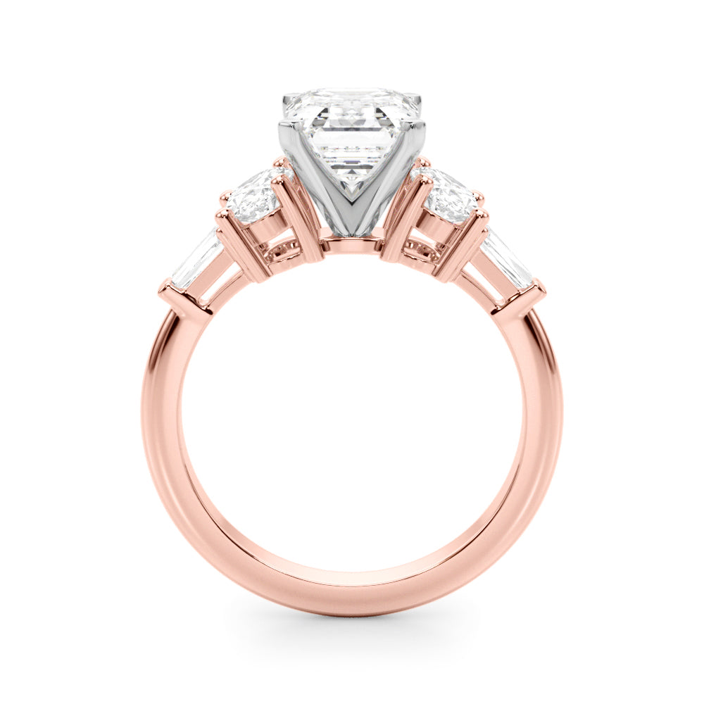 Iconic Tapered Baguette Sides Oval Diamond Engagement Ring in 10K/14K gold and platinum with certified lab-grown or natural diamonds