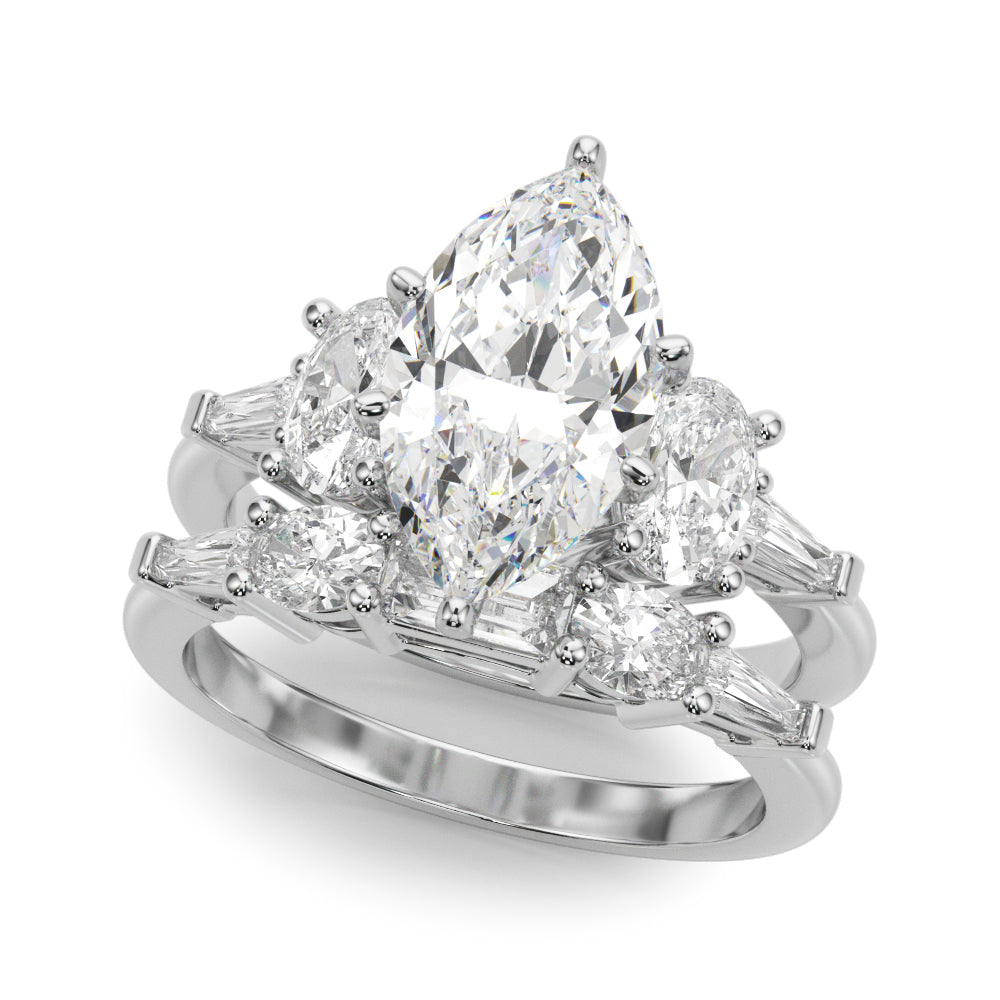 Iconic Tapered Baguette Sides Oval Diamond Engagement Ring in 10K/14K gold and platinum with certified lab-grown or natural diamonds