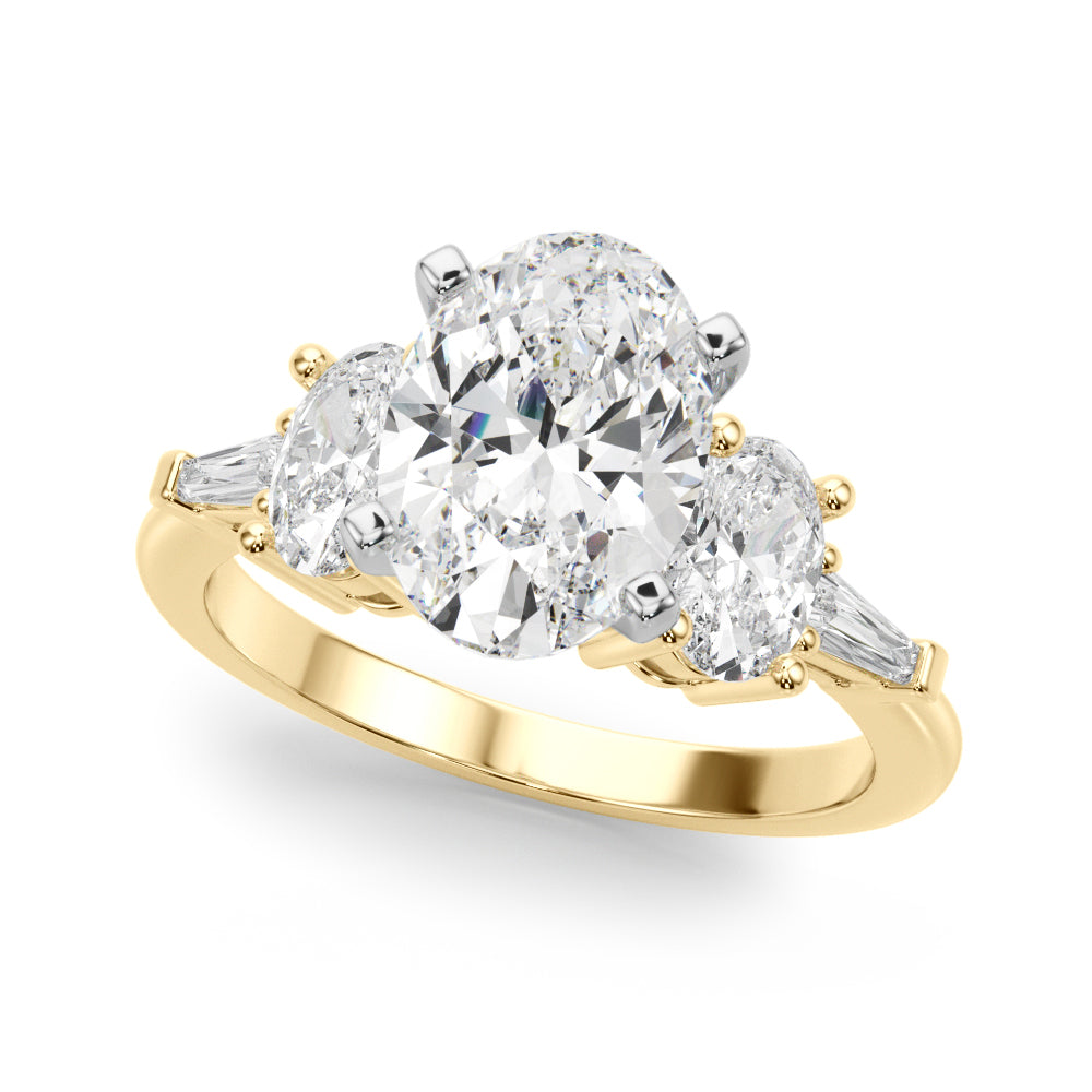 Iconic Tapered Baguette Sides Oval Diamond Engagement Ring in 10K/14K gold and platinum with certified lab-grown or natural diamonds