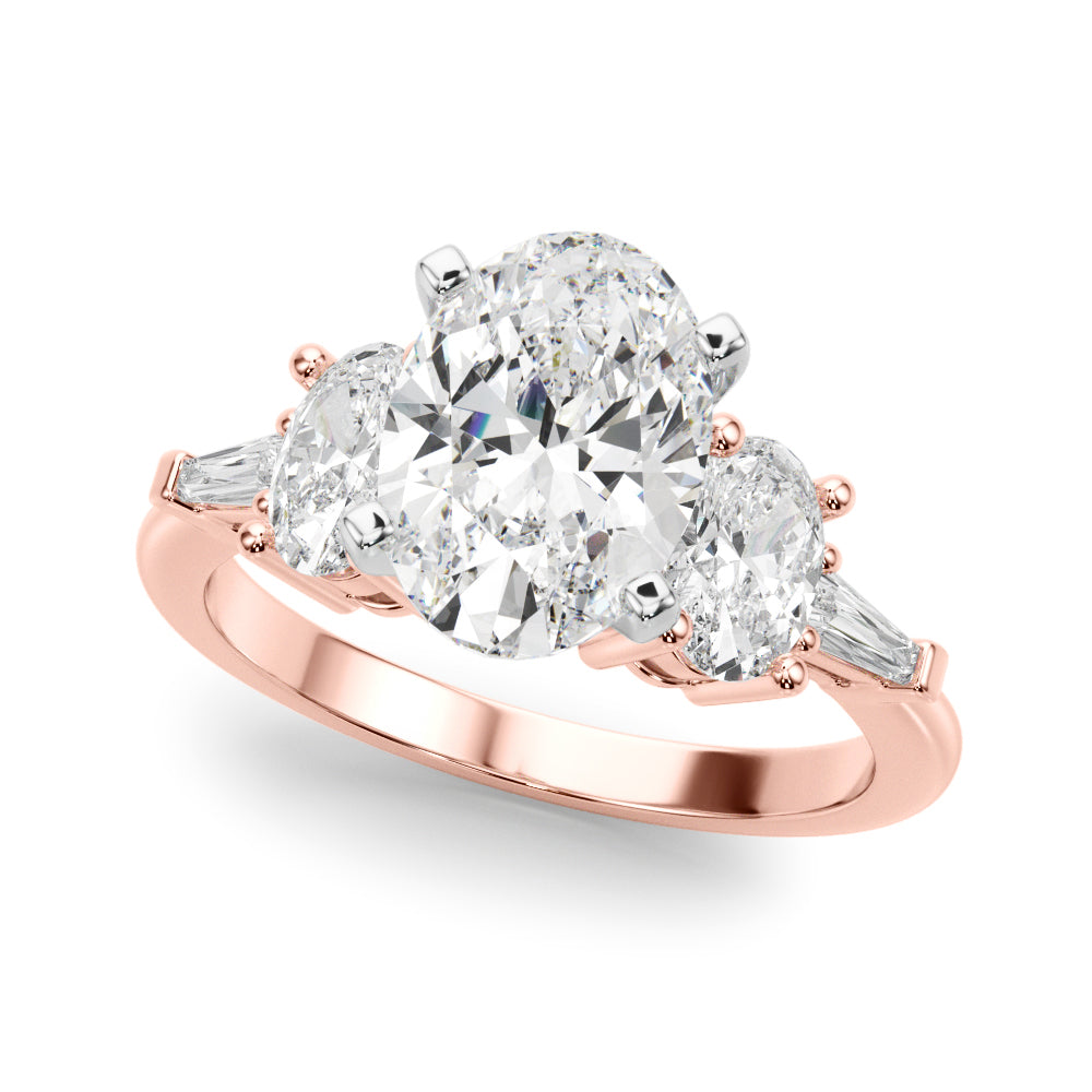 Iconic Tapered Baguette Sides Oval Diamond Engagement Ring in 10K/14K gold and platinum with certified lab-grown or natural diamonds