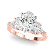 Iconic Tapered Baguette Sides Oval Diamond Engagement Ring in 10K/14K gold and platinum with certified lab-grown or natural diamonds