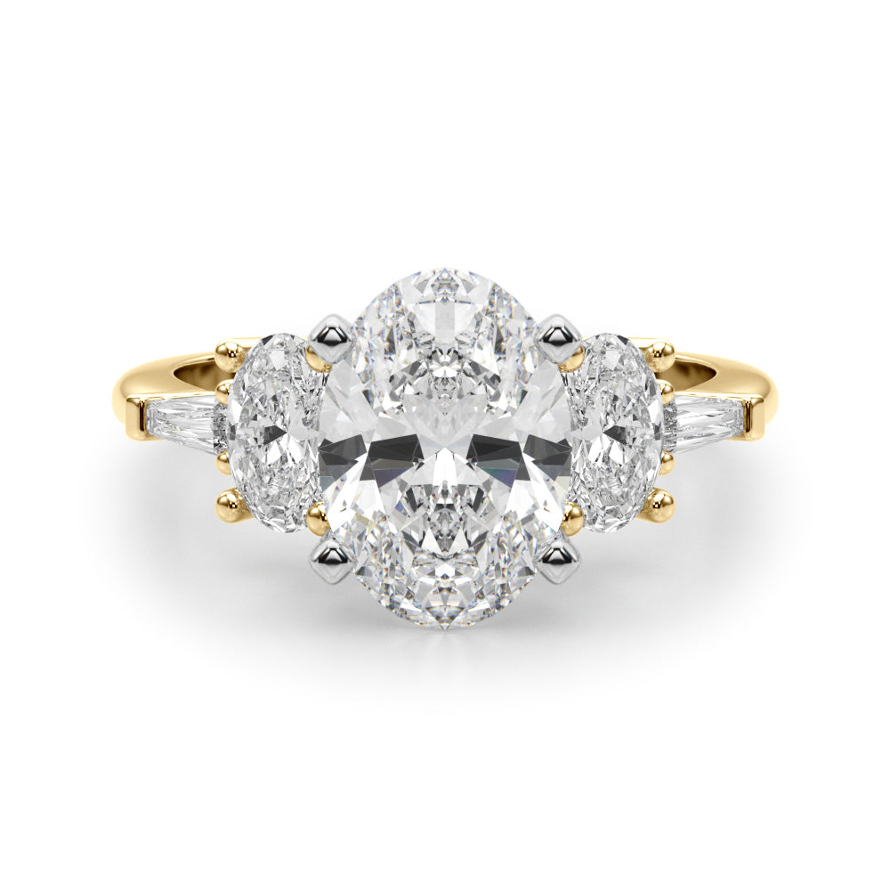 Iconic Tapered Baguette Sides Oval Diamond Engagement Ring in 10K/14K gold and platinum with certified lab-grown or natural diamonds
