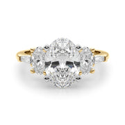 Iconic Tapered Baguette Sides Oval Diamond Engagement Ring in 10K/14K gold and platinum with certified lab-grown or natural diamonds