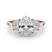 Iconic Tapered Baguette Sides Oval Diamond Engagement Ring in 10K/14K gold and platinum with certified lab-grown or natural diamonds