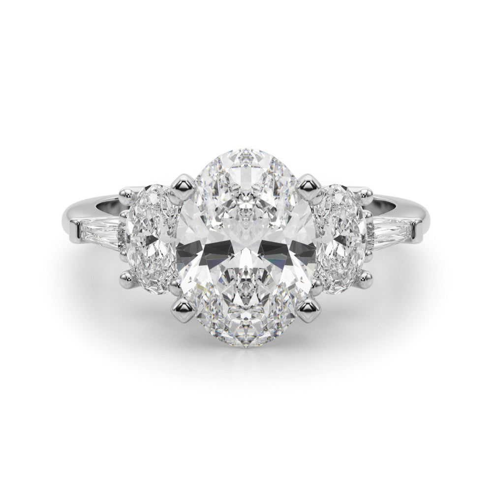 Iconic Tapered Baguette Sides Oval Diamond Engagement Ring in 10K/14K gold and platinum with certified lab-grown or natural diamonds