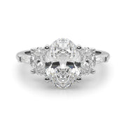 Iconic Tapered Baguette Sides Oval Diamond Engagement Ring in 10K/14K gold and platinum with certified lab-grown or natural diamonds