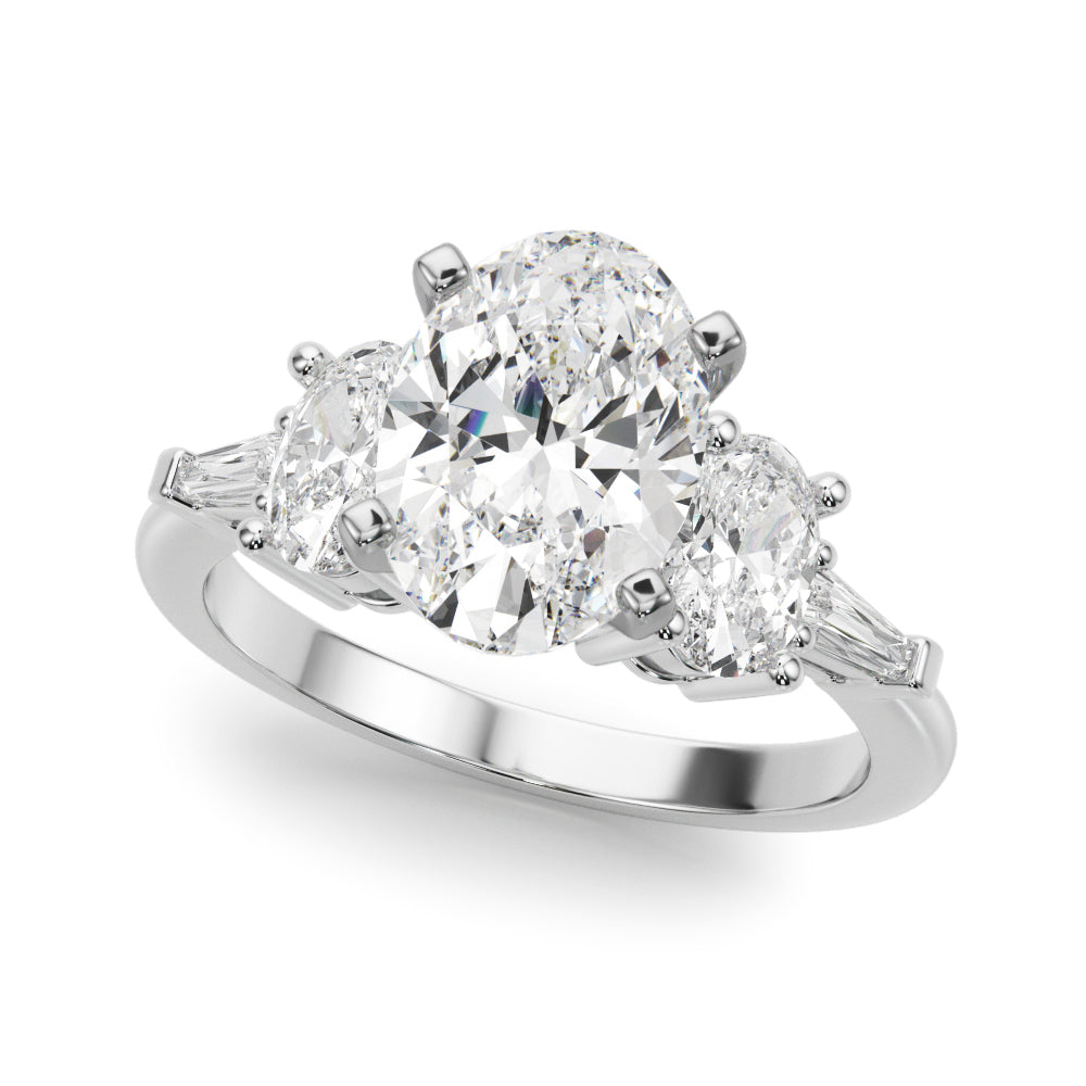 Iconic Tapered Baguette Sides Oval Diamond Engagement Ring in 10K/14K gold and platinum with certified lab-grown or natural diamonds
