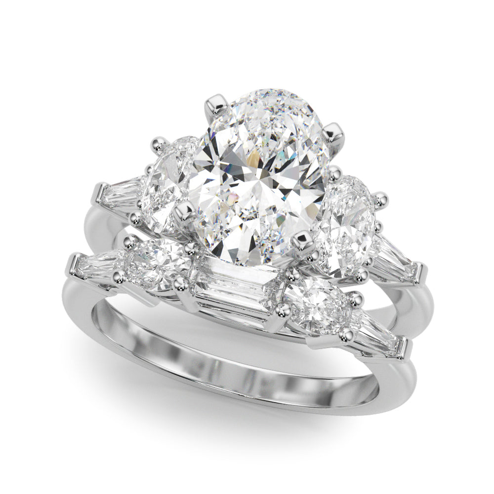 Iconic Tapered Baguette Sides Oval Diamond Engagement Ring in 10K/14K gold and platinum with certified lab-grown or natural diamonds